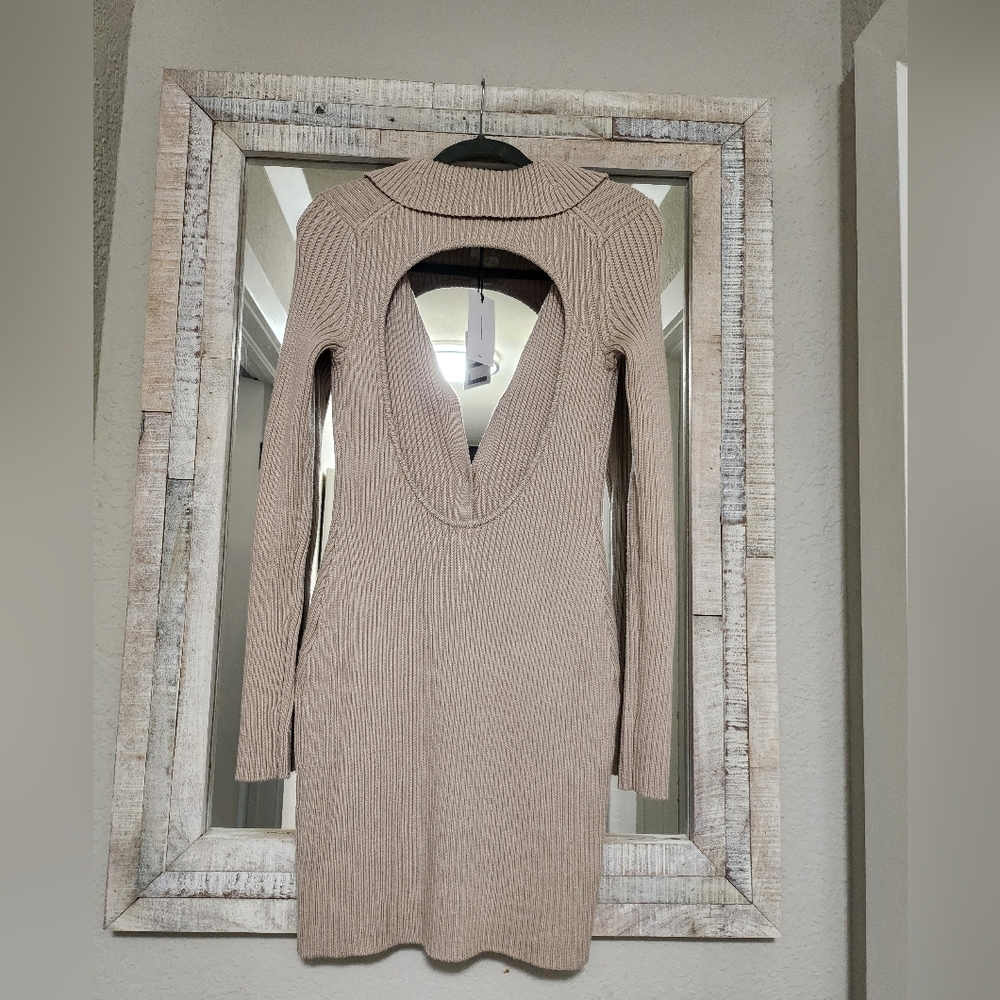 Naolin Collar Mini Dress in Taupe - Picture 5 of 7